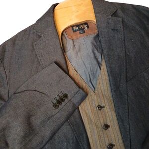 Hart Schaffner Marx Suit Linen Mixed Coat (L)And Harringbone Style Vest (XL)